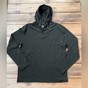 Pacific Blue: Black Hooded Men's Henley